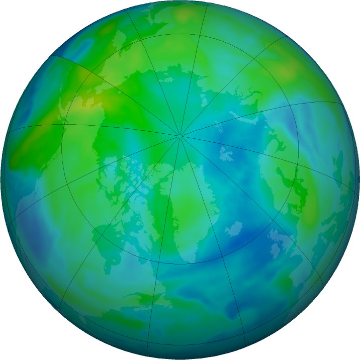 Arctic ozone map for 15 October 2023